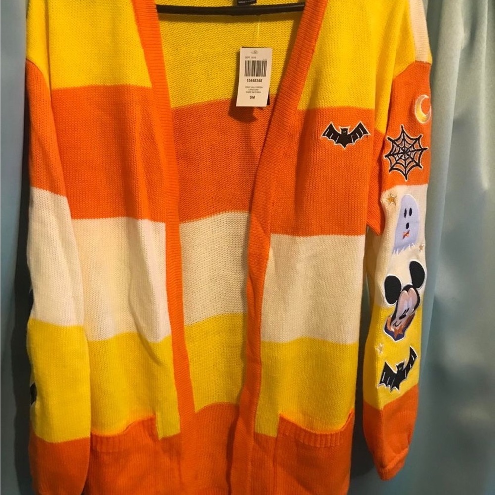 Disney Halloween Stripe Cardigan in Orange, Yellow, White